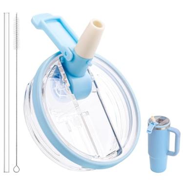 Imagem de Bluwing Tampa de canudo de substituição para Stanley Quencher H2.0 e ProTour Tumbler, tampa à prova de vazamento para copo Stanley de 850 g, à prova de derramamento (azul celeste)