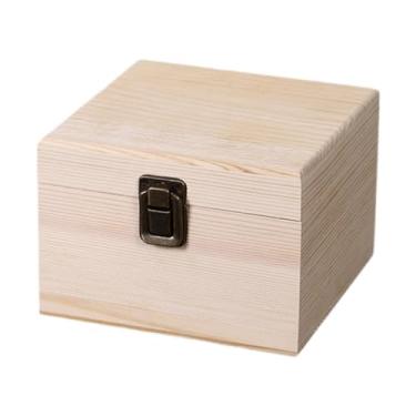 Imagem de shamjina Caixa organizadora de madeira para guardar objetos pequenos, com fecho, estilo vintage, ideal para decoração de casa, S Wood