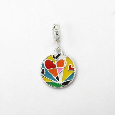 Imagem de Berloque Mandala Coração Esmaltado Colorido Prata 925