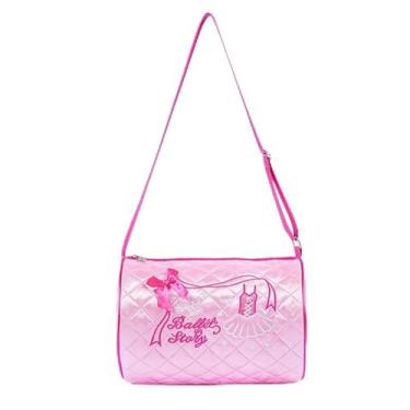 Imagem de Munyee Hua Bolsa de balé Kawaii, leve, de grande capacidade, para meninas e crianças, bolsa de vestido de dança ajustável, bolsa balde, bolsa esportiva de dança realmente prática, rosa, Large