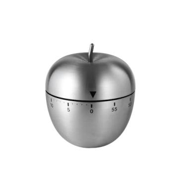 Imagem de Temporizador de cozinha da Apple, aço inoxidável, mecânico, giratório, com alarme alto para cozinha, cozinha, pastelaria, aprendizagem, esportes infantis