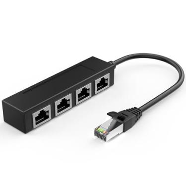 Imagem de Cabo adaptador divisor LAN RJ45 1 macho para 4 x fêmea, adequado para Super Cat6, cabo divisor Ethernet adequado para Super Cat5, Cat5e, Cat6, Cat7 LAN Ethernet adaptador conector ONE Internet