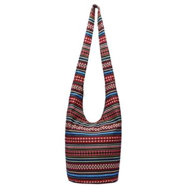 Imagem de Bolsas de ombro femininas moda lona hippie crossbody bolsas boêmias estampas de animais Hobo Bags, Preto