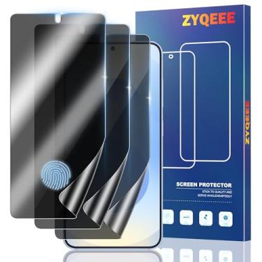 Imagem de ZYQEEE Pacote com 3 protetores de tela de privacidade para Samsung Galaxy S24 100% compatível com desbloqueio de impressão digital, película protetora de EPU flexível anti-espião, compatível com capas