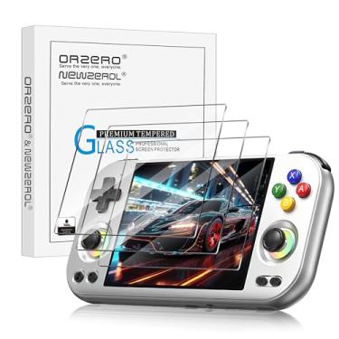 Imagem de Orzero (Pacote com 3) Protetor de tela de vidro temperado compatível com o console de jogos portátil ANBERNIC RG477MV, 9H de alta definição antiarranhões e sem bolhas