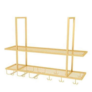 Imagem de Prateleira de teto Suporte de copo de vinho vintage, suporte de vinho para decoração de teto, prateleiras de armazenamento suspensas para bares/restaurantes/cozinhas, prateleiras decorativas de vinho