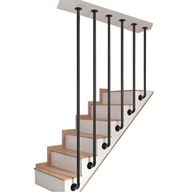 Imagem de FZZIBQYR Rampa de escada interna/externa, de ferro forjado, rampa de escada única, rampa de transição para corrimão de escada de metal, rampas de transição para varanda