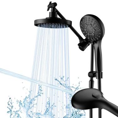 Imagem de BRIGHT SHOWERS Conjunto de chuveiro duplo de alta pressão com chuveiro de mão e chuva, lavagem elétrica embutida, 9 configurações, braço de extensão ajustável de altura, desvio de 3 vias, mangueira de