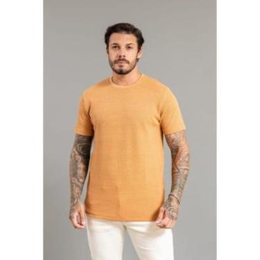 Imagem de Camiseta Masculina Slim em Tricot Manga Curta Gola Redonda-Masculino
