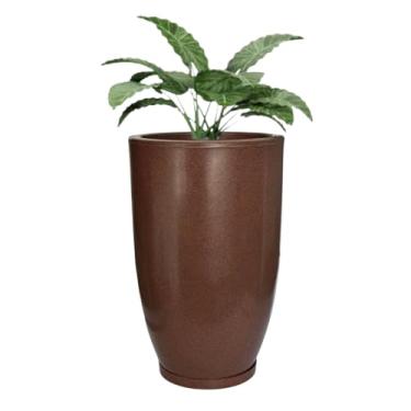 Imagem de Vaso Grande Polietileno Planta Liso Decorativo Jardim Varanda (Marrom)
