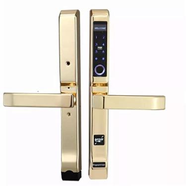 Imagem de Fechadura de porta impressão digital, fechadura inteligente sem chave com impressão digital fechadura inteligente externa fechadura eletrônica biométrica (cor: cobre antigo, tamanho: 37 * 330 mm