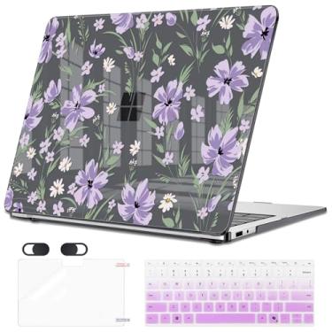 Imagem de Seanai Capa compatível com 2025 Microsoft Surface Laptop 13 polegadas Windows 11 Copilot Touchscreen Display modelo 2095, capa rígida de plástico padrão, capa de teclado, protetor de tela, flores