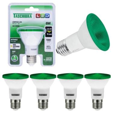 Imagem de Kit 6 Lâmpada Led Par 20 Jardim Externo 6w Ip65 Verde Taschibra, Lâmpa