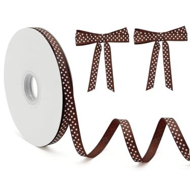 Imagem de PQZKLDP Fita de gorgorão de bolinhas de 9,5 cm - fita de bolinhas vermelhas e brancas de 50 jardas para embrulho de presente de Natal, laços, decoração de casamento, projetos de artesanato e bricolage