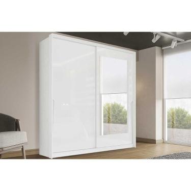 Imagem de Guarda Roupa 2 Portas De Correr (1 C/ Espelho) E 2 Gavetas Porto Branco - Politorno