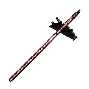 Imagem de Flauta de bambu de madeira para iniciantes, instrumento de base zero, marrom, modelo de uma seção com acessórios