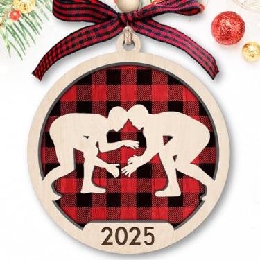 Imagem de TEEBIM Enfeite de Natal de luta livre - enfeites de luta livre, ornamentos de luta livre para árvore de Natal - presentes esportivos para homens, meninos, amantes, lutadores - presentes de lutadores