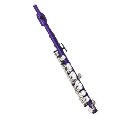 Imagem de Flauta Flauta Roxa Meio Tamanho 16 Orifícios Fechados Com Chave E Corpo Durável Cobre Branco