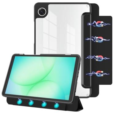 Imagem de E NET-CASE Capa magnética destacável para Samsung Galaxy Tab A11 / Tab A9 de 8,7 polegadas 2025/2023, traseira ultratransparente, à prova de arranhões, fácil de retirar e anexar, hibernar/despertar