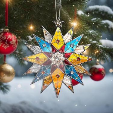 Imagem de Enfeites de Natal, flores de cristal, enfeites de árvore de Natal feitos à mão, decoração de carro e casa - presentes de Natal, decoração de artesanato em acrílico, ideias de troca de presentes para