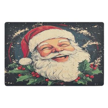 Imagem de SEHANY Tapete de porta de inverno Papai Noel Natal para todos os climas, impermeável, secagem rápida, bem-vindo, tapete de entrada antiderrapante, tapete decorativo de poliéster para entrada, varanda