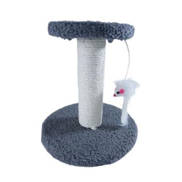Imagem de Arranhador Para Gato Poste Sisal Com Brinquedo Duplo Mini De Mesa Nicho (CINZA)