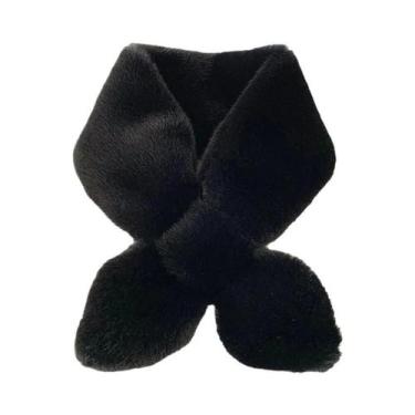 Imagem de Cachecol Feminino Grosso E Quente Com Gola De Pele Sintética De Coelho