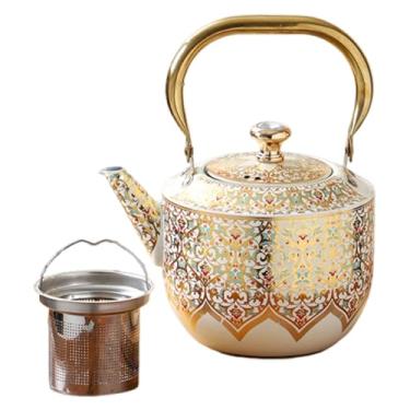 Imagem de FytStycale Chaleira/Jarra de de 1,6 L, Bule de Chá com Infusor, Acessório para Presente, Boca Larga, Dourada, Ideal para Escritório, Casa,