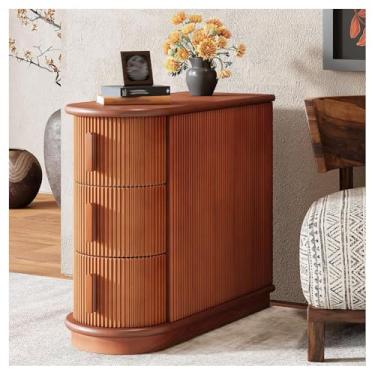 Imagem de SPXMQSS Armário de cabeceira estreito, mesa de canto de madeira maciça com 3 gavetas, mesa de cabeceira sem necessidade de montagem para sala de estar, quarto 60 x 29 x 61 cm