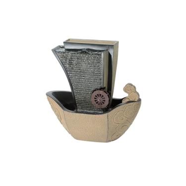 Imagem de Instalação fácil Fonte de mesa interna em cascata estilo chinês com pêndulo água circulando paisagem aquática