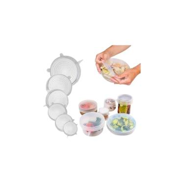 Imagem de Kit de Tampas de Silicone Reutilizáveis, 6 Tamanhos Diferentes, Elásticas, Vedação Uniforme, Livre de BPA, para Panelas, Potes, Frutas, Alimentos