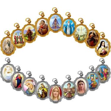 Imagem de 100 Medalhas de Alumínio Sortidas - SJO Artigos Religiosos, Níquel