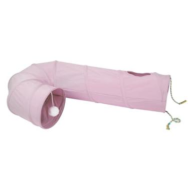 Imagem de Túnel para gatos, tubo dobrável bidirecional para gatos com orifício interativo Peek-A-Boo, bola de brinquedo e corda – Ideal para gatos, gatinhos e coelhos em ambientes internos (rosa)