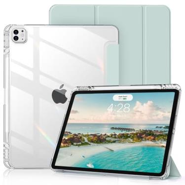 Imagem de Capa transparente para iPad Pro de 12,9 polegadas 6ª/5ª/4ª/3ª geração com suporte para lápis [suporta carregamento de lápis] despertar/hibernar automaticamente, leve, à prova de choque, com três