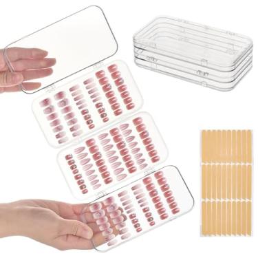 Imagem de NICENEEDED Caixa organizadora de unhas com três dobras, caixa de armazenamento portátil vazia para unhas falsas, caixa de embalagem com fita adesiva dupla face