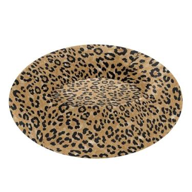 Imagem de SEHANY Cama de cachorro com estampa de leopardo, removível e lavável, pequena, redonda, cama de gato fofa, super macia, confortável para animais de estimação com fundo antiderrapante para cães