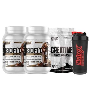 Imagem de Kit 2x ISOFIT Whey 900g + Creatina 1kg + Coqueteleira Nutrex-Unissex