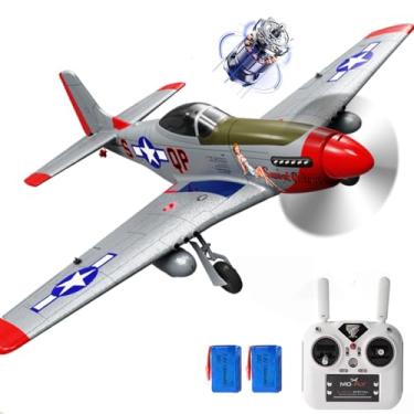 Imagem de P-51D Mustang Large Brushless Remote Controlled Plane Airplane for Beginners Adults 14Y+ Expert 4-Channel Hobby RC Glider 3D Aerobatic / 6G Gyro Xpilot 1/16 (RTF 2-Batteries / 685MM 27Inch)
