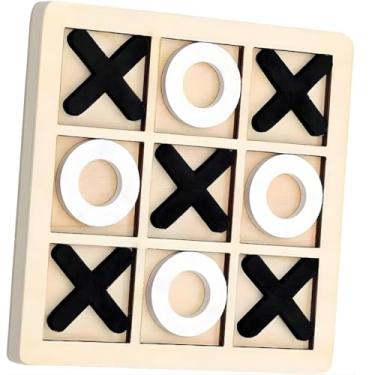 Imagem de Jogo da Velha em MDF Tabuleiro Decorativo para Mesa de Centro Brinquedo de Estratégia para Crianças e Adultos (Compacto)
