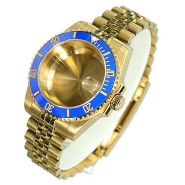 Imagem de FEIYASHI Caixa de relógio de aço SUB Diver dourada de 40 mm com vidro de cristal de safira para movimento NH35/34/36 Miyota8215 ETA2824, Tampa inferior sólida 1, For ETA2824 PT5000 Movement, Caixa de
