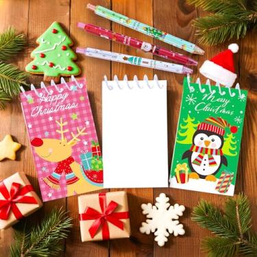 Imagem de JeVenis 14pcs Christmas Mini Notepads Christmas Ballpoint Pen Holiday Stocking Stuffers Classroom Rewards Office Supplies for Kids Xmas Holiday Party Gifts Xmas Goodie Bags Filler