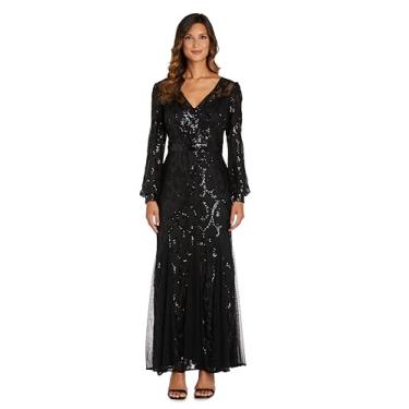 Imagem de R&M Richards Vestido de noite longo com lantejoulas, Preto, 48