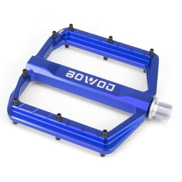 Imagem de Pedais de Mountain Bike Pedais MTB Pedais planos de bicicleta 9/40.6 cm rolamento selado plataforma leve para bicicleta de estrada montanha BMX MTB, azul