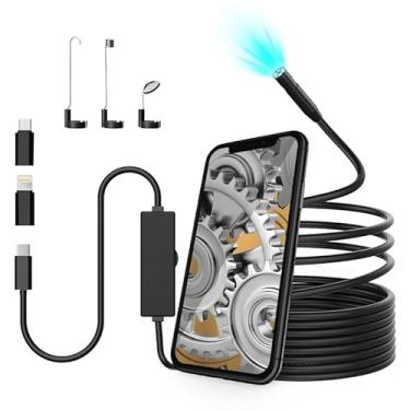 Imagem de Boroscópio para iPhone, câmera de endoscópio HD 1920p com 8 LEDs ajustáveis, cobra semirrígida de 2,8 m, IP67 à prova d'água, inspeção de 8,3 mm para iOS e Android