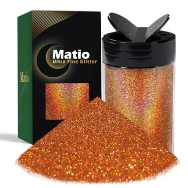 Imagem de Matio Glitter em pó holográfico ultrafino, 220 g, purpurina de resina artesanal laranja a laser, flocos metálicos de lantejoulas de 1/325.1 cm para copo de resina epóxi, arte de unhas, geleca, rosto