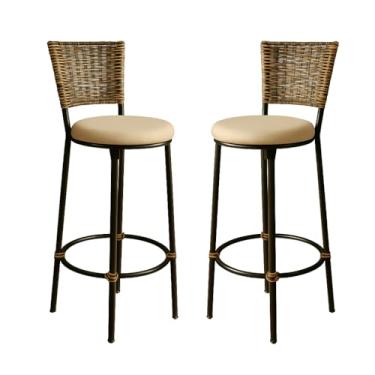 Imagem de KIT 2 Banquetas Alta Desmontaveis Junco Capuccino Cozinha Bancada Balcão Área de Churrasco Moderna (BEGE)