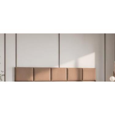 Imagem de 30 Cabeceira Estofada Completa Adesiva em Modulos 40X30 para Cama de Solteiro Casal Queen King(MARROM CLARO,KIT 20 PEÇAS)