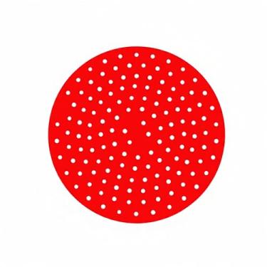 Imagem de Tapete Protetor de Silicone Redondo para Air Fryer 20cm, Reutilizável, Antiaderente para Fritadeira Elétrica, Resistente a Alta Temperatura, (Vermelho)