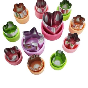 Imagem de Conjunto de formas de mini bolachas, 3 peças, moldes de sanduíche de vegetais e carimbos de biscoito para alimentos, padrão de frutas, cor inoxidável, 11 conjunto 04