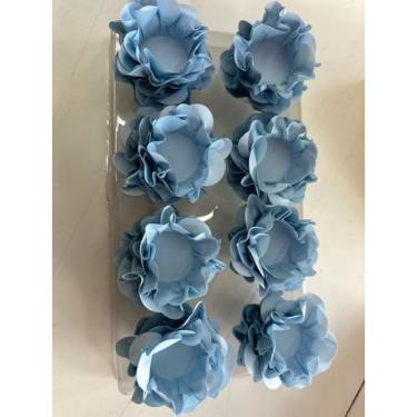 Imagem de Forminhas para Doces Finos em Formato de Flor 40 Unidades | Duas Camadas de Pétalas | Base 3cm para Bombom | Ideal para Casamentos, Festas, Aniversários e Batizados (Azul Água)